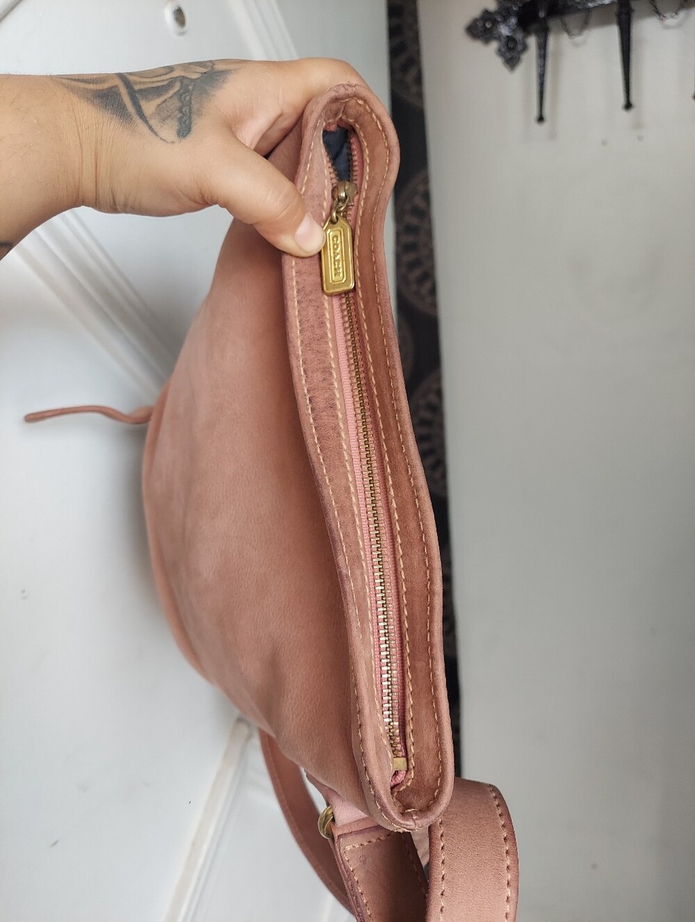 Vintage Coach Rose Small Bucket Zip Nubuc 4933💗🌸 - Picture 6 of 14